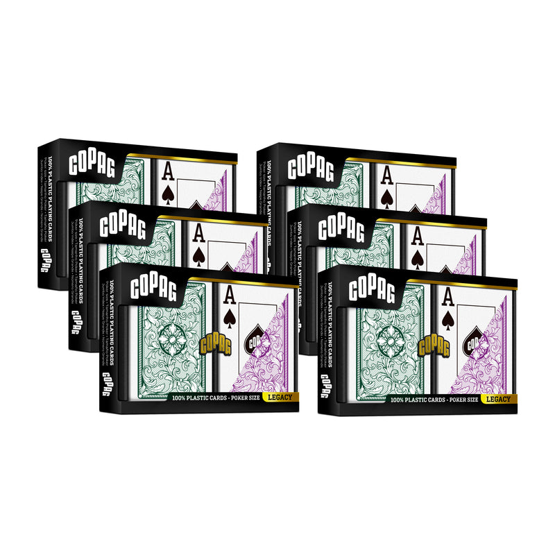 Copag Legacy Series 100% Plastic Playing Cards - Poker Size Jumbo Index Green/Purple Double Deck Set