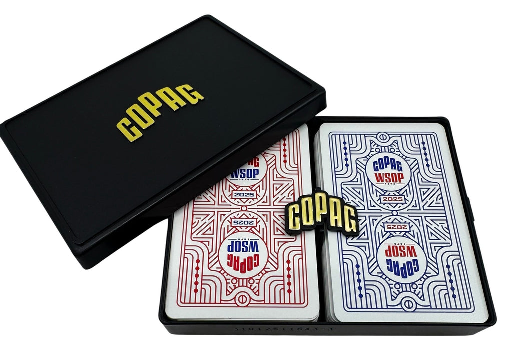 Copag WSOP 2025 Retro Design 100% Plastic Playing Cards - Narrow Size (Bridge) Jumbo Index Red/Blue Double Deck