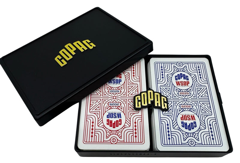 Copag WSOP 2025 Retro Design 100% Plastic Playing Cards - Narrow Size (Bridge) Jumbo Index Red/Blue Double Deck