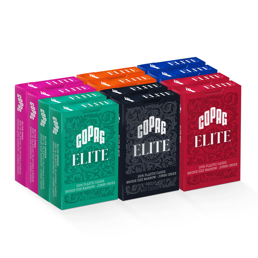 Copag Elite 100% Plastic Playing Cards - Bridge Size (Narrow) Jumbo Index Value 12 Pack