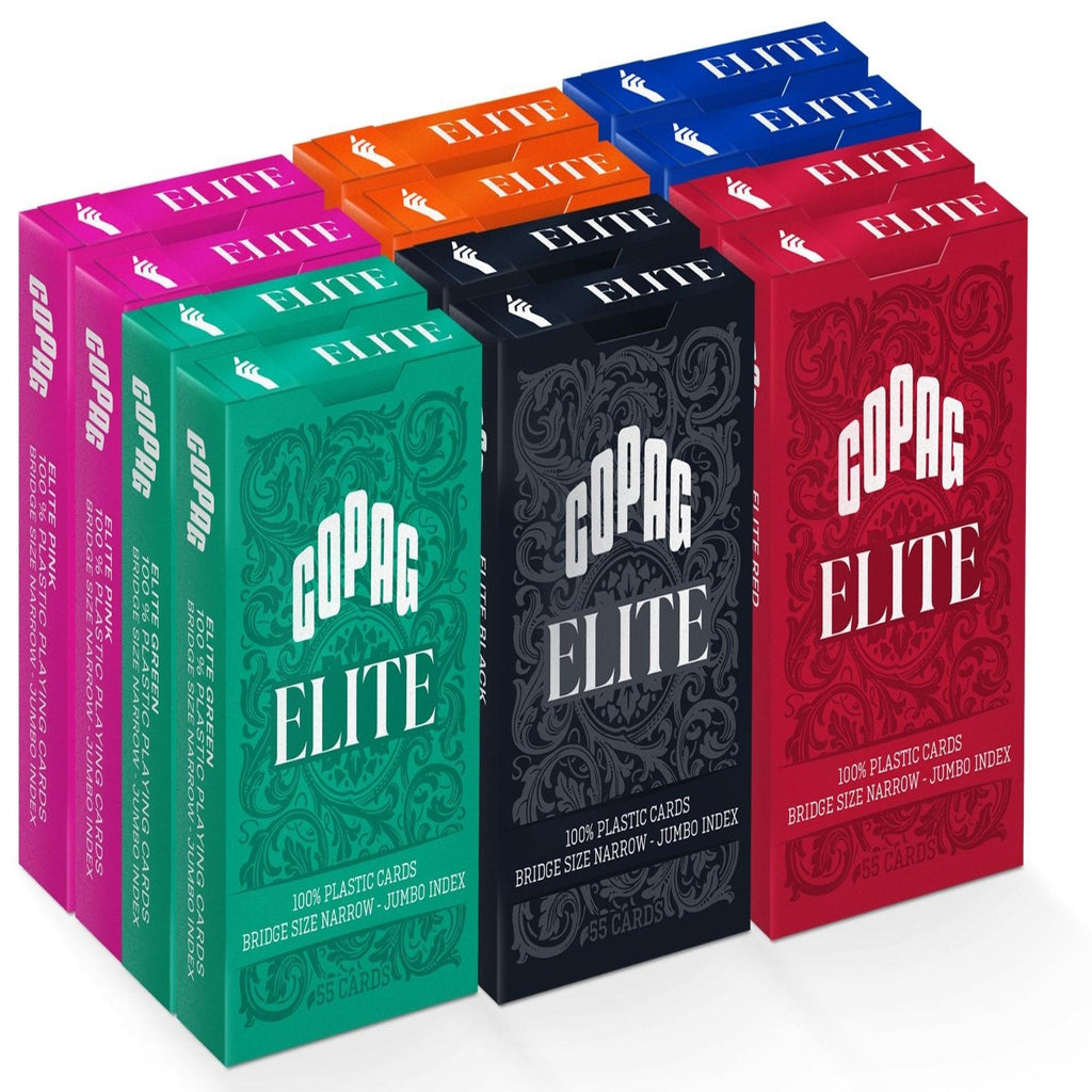 Copag Elite 100% Plastic Playing Cards - Bridge Size (Narrow) Jumbo Index Value 12 Pack