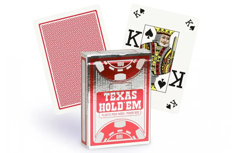 Copag Texas Hold'Em 100% Plastic Playing Cards - Poker Size Peek Index Red Single Deck