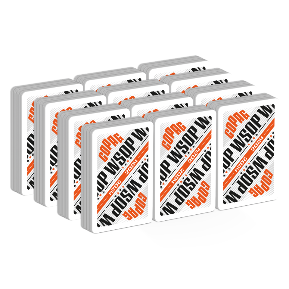 Copag WSOP 2024 MODERN Design 100% Plastic Playing Cards - Bridge Size (Narrow) Regular Index Value 12 Pack - Orange