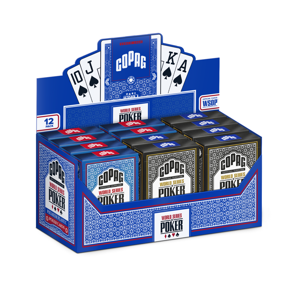 Copag WSOP 100% Plastic Playing Cards - Poker Size (Standard) Jumbo Index 12 Pack Black/Blue