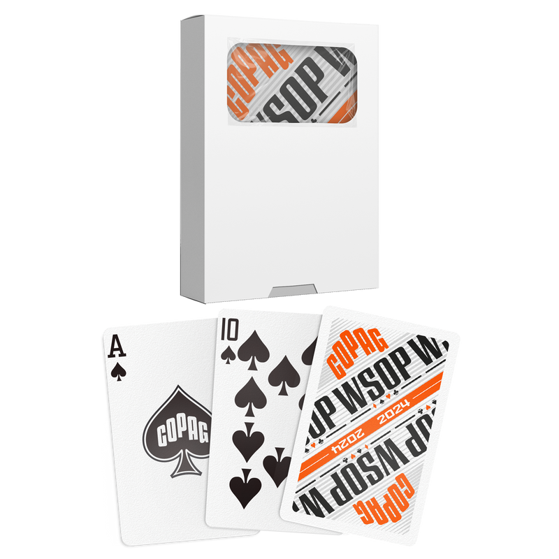 Copag 2024 WSOP -Modern Design 100% Plastic Playing Cards- Bridge Size (Narrow) Regular Index Single Deck Orange