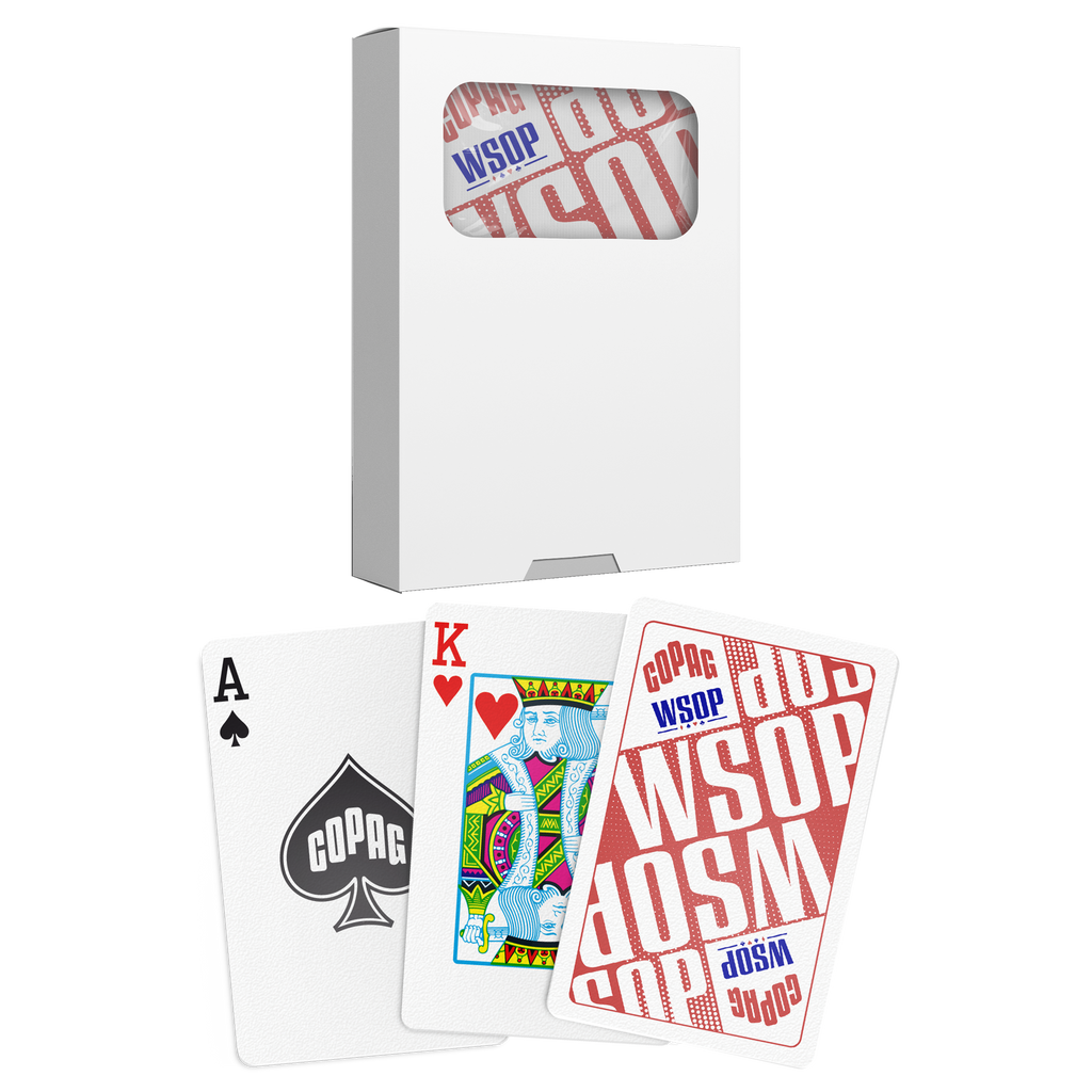 Copag WSOP 2025 Main Event 100% Plastic Playing Cards- Bridge Size (Narrow) Regular Index Single Deck Red