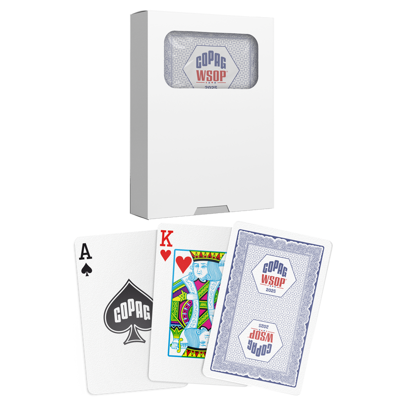 Copag WSOP 2025 Traditional Design 100% Plastic Playing Cards- Bridge Size (Narrow) Regular Index Single Deck Blue color