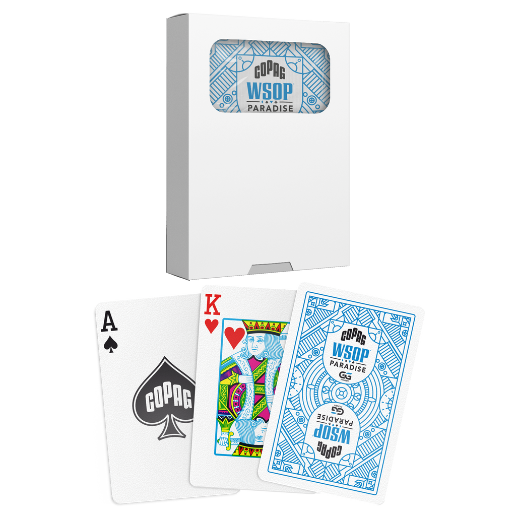 Copag 2024 WSOP PARADISE 100% Plastic Playing Catds- Bridge Size (Narrow) Regular Index Single Deck Blue (Copy)