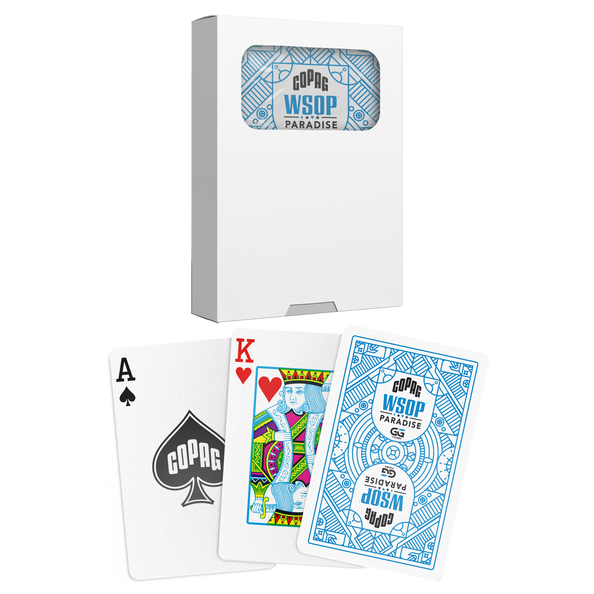 Copag WSOP 2024 Spielkarten – Retro Design, 100% Plastik, Bridge Größe, Jumbo Index, Doppeldeck Blau/rot