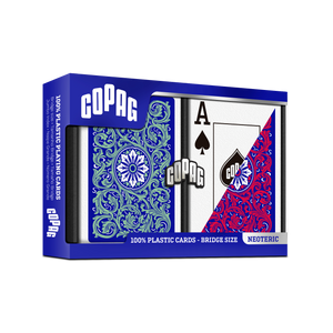 Copag Neoteric 100% Plastic Playing Cards - Bridge Size (Narrow) Jumbo Index Green/Red Double Deck Set