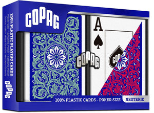Copag Neoteric 100% Plastic Playing Cards - Poker Size (Standard) Jumbo Index Green/Red Double Deck Set