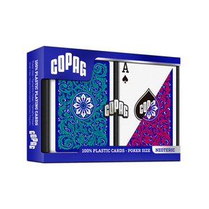 Copag Neoteric 100% Plastic Playing Cards - Poker Size (Standard) Regular Index Red/Green Double Deck Set