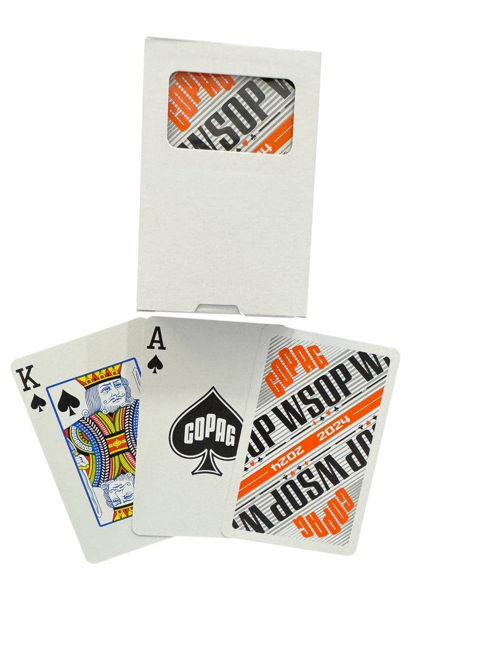 Copag 2024 WSOP -Modern Design 100% Plastic Playing Cards- Bridge Size (Narrow) Regular Index Single Deck Orange