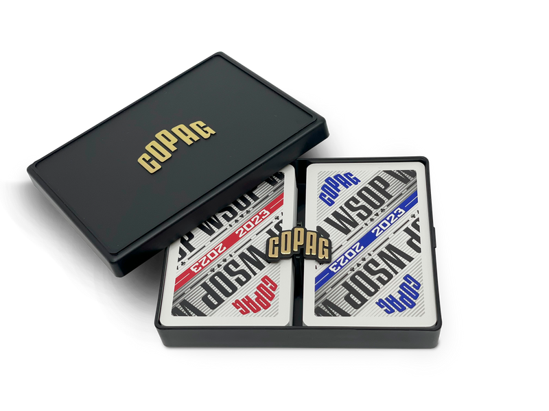 Copag WSOP 2023 Retro Design 100% Plastic Playing Cards - Bridge Size Regular Index Blue/Red Double Deck Set