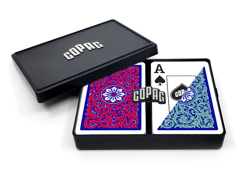 Copag Neoteric 100% Plastic Playing Cards - Narrow Size (Bridge) Jumbo Index Green/Red Double Deck Set