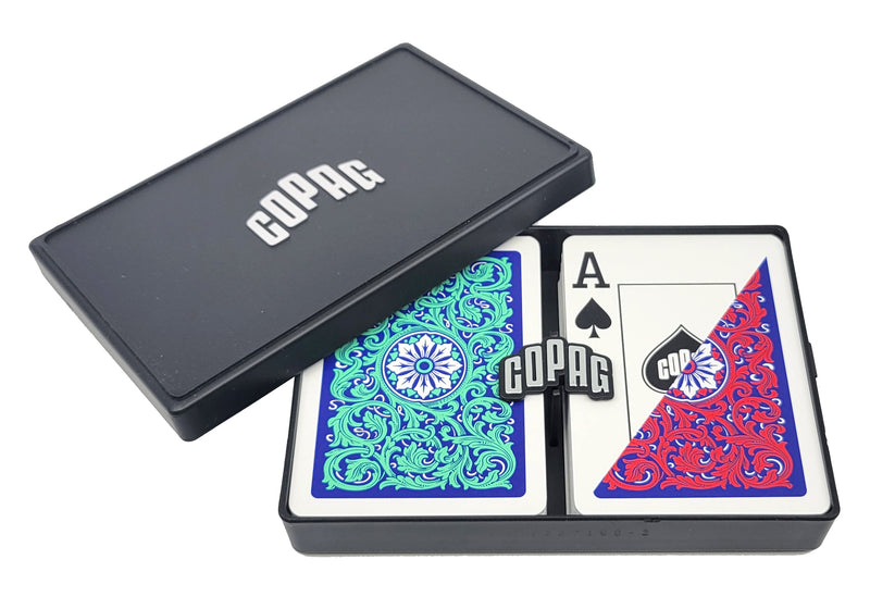 Copag 1546 Neoteric 100% Plastic Playing Cards - Poker Size Jumbo Index Green/Red Double Deck Set