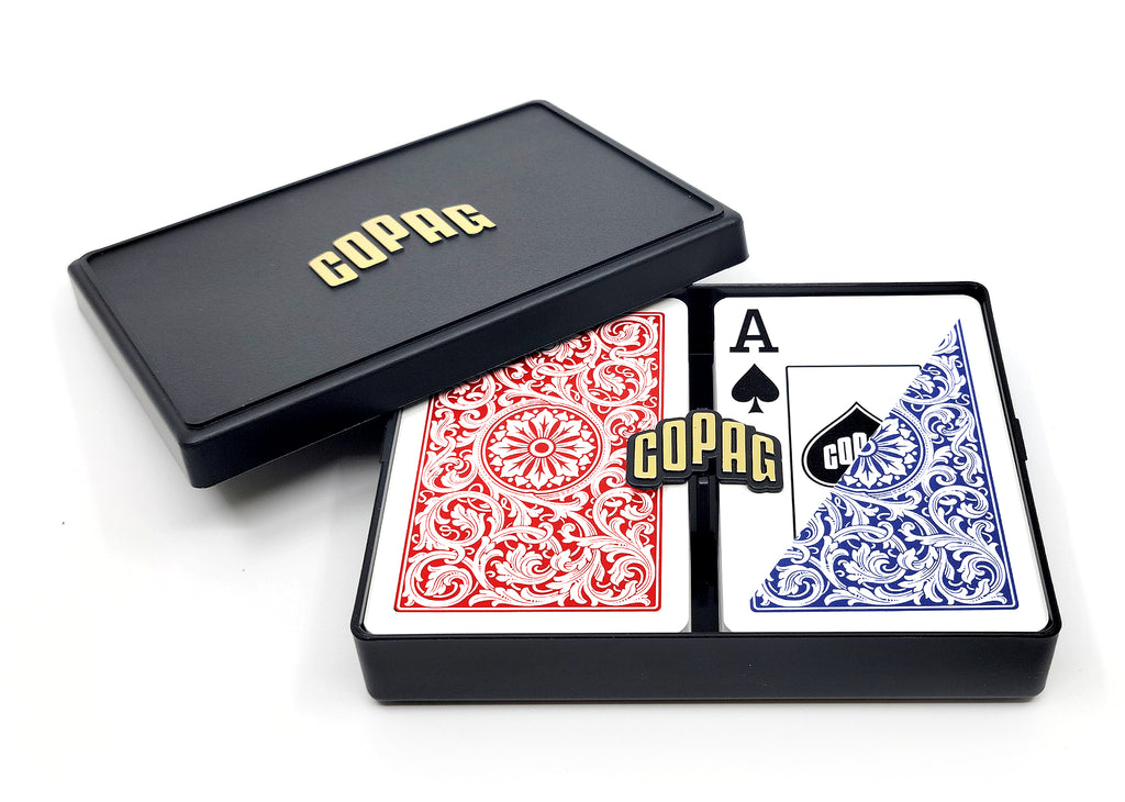 Copag 1546 100% Plastic Playing Cards - Bridge Size Jumbo Index Red/Blue Double Deck Set
