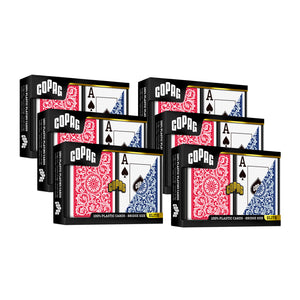 Copag 1546 100% Plastic Playing Cards - Narrow Size (Bridge) Jumbo Index Red/Blue Double Deck Set