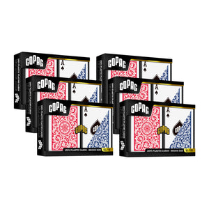 Copag 1546 100% Plastic Playing Cards - Narrow Size (Bridge) Regular Index Blue/Red Double Deck Set