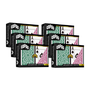 Copag 1546 100% Plastic Playing Cards - Bridge Size Jumbo Index Burgundy/Green Double Deck Set