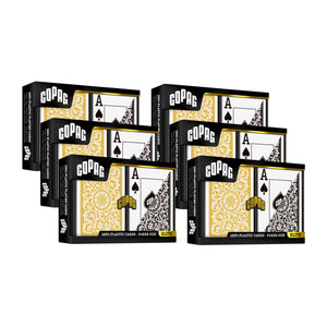 Copag 1546 100% Plastic Playing Cards - Standard Size (Poker) Jumbo Index Black/Gold Double Deck Set