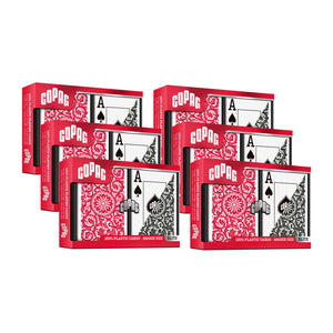 Copag 1546 100% Plastic Playing Cards - Narrow Size (Bridge) Jumbo Index Black/Red Double Deck Set