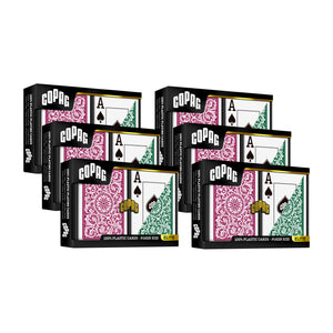 Copag 1546 100% Plastic Playing Cards - Standard Size (Poker) Jumbo Index Burgundy/Green Double Deck Set