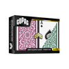 Copag 1546 100% Plastic Playing Cards - Poker Size Regular Index Burgundy/Green Double Deck Set
