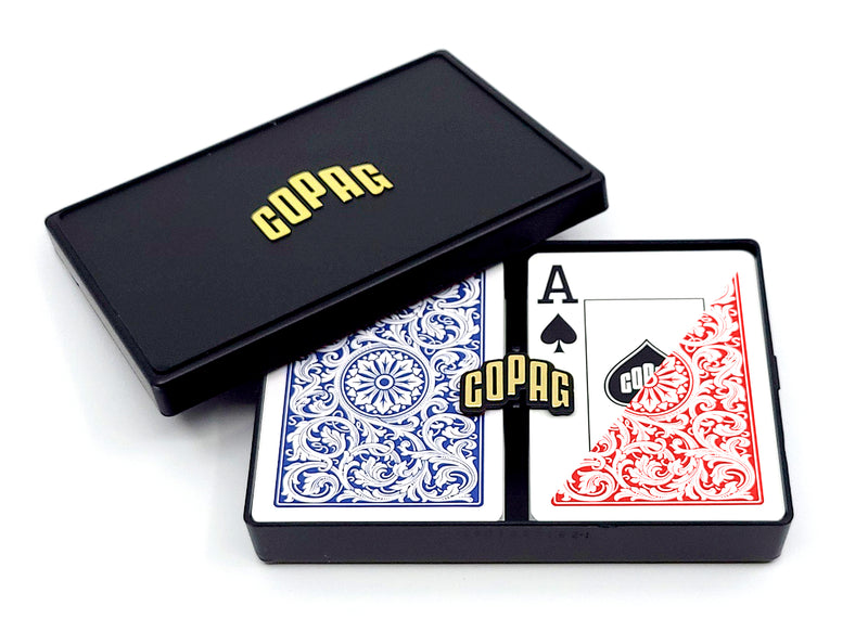 Copag 1546 100% Plastic Playing Cards - Standard Size (Poker) Jumbo Index Blue/Red Double Deck Set