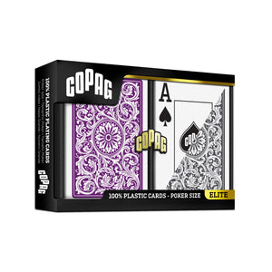 Copag 1546 100% Plastic Playing Cards - Poker Size Jumbo Index Purple/Grey Double Deck Set