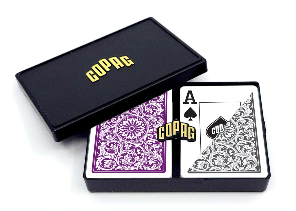 Copag 1546 100% Plastic Playing Cards - Poker Size Jumbo Index Purple/Grey Double Deck Set