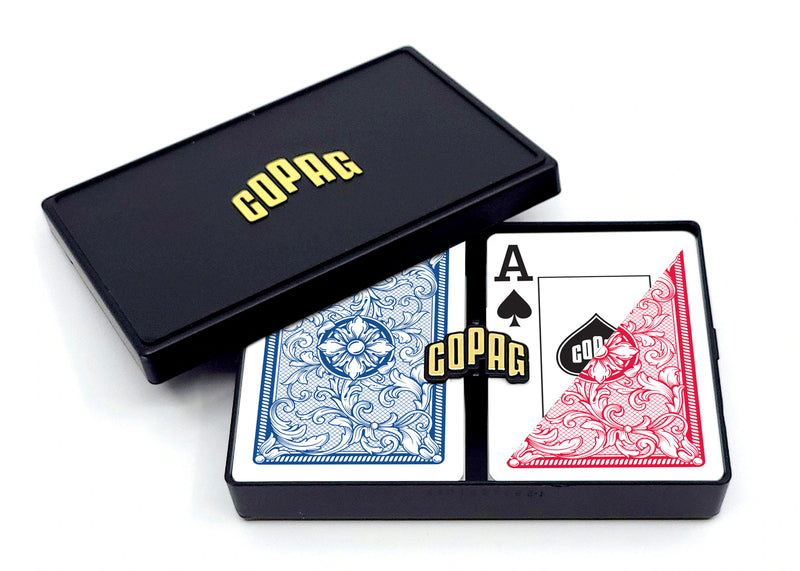 Copag Legacy Series 100% Plastic Playing Cards - Poker Size Jumbo Index Red/Blue Double Deck Set