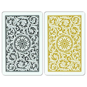 Copag 1546 100% Plastic Playing Cards - Bridge Size Jumbo Index Black/Gold Double Deck Set