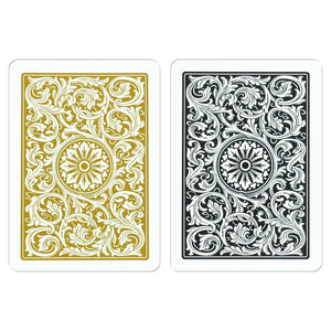 Copag 1546 100% Plastic Playing Cards - Poker Size Regular Index Black/Gold Double Deck Set