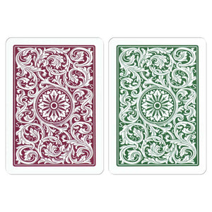 Copag 1546 100% Plastic Playing Cards - Poker Size Regular Index Burgundy/Green Double Deck Set