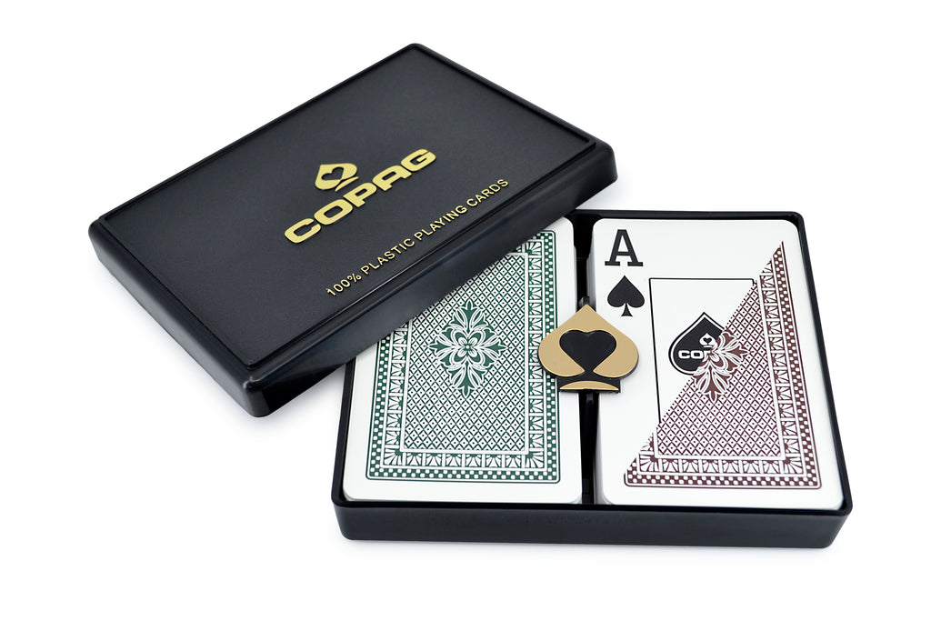 Wholesale Case of Copag Poker Pro Bridge Size Jumbo Index Playing Cards (Green Brown) $15.49/Unit