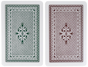 Copag 100% Plastic Playing Cards - Bridge Size (Narrow) Regular Index Green/Brown Double Deck Set