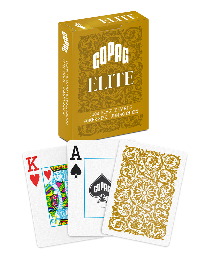 Copag Elite 100% Plastic Playing Cards - Poker Size Jumbo Index Gold Single Deck