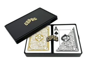 Copag Legacy Series 100% Plastic Playing Cards - Poker Size Jumbo Index Black/Gold Double Deck Set