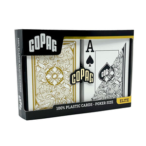 Copag Legacy Series 100% Plastic Playing Cards - Poker Size Jumbo Index Black/Gold Double Deck Set