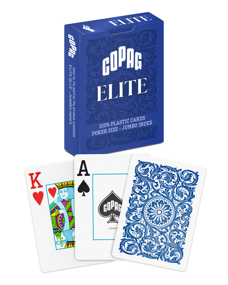 Copag Elite 100% Plastic Playing Cards - Poker Size Jumbo Index Blue Single Deck