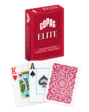 Copag Elite 100% Plastic Playing Cards - Poker Size Jumbo Index Red Single Deck