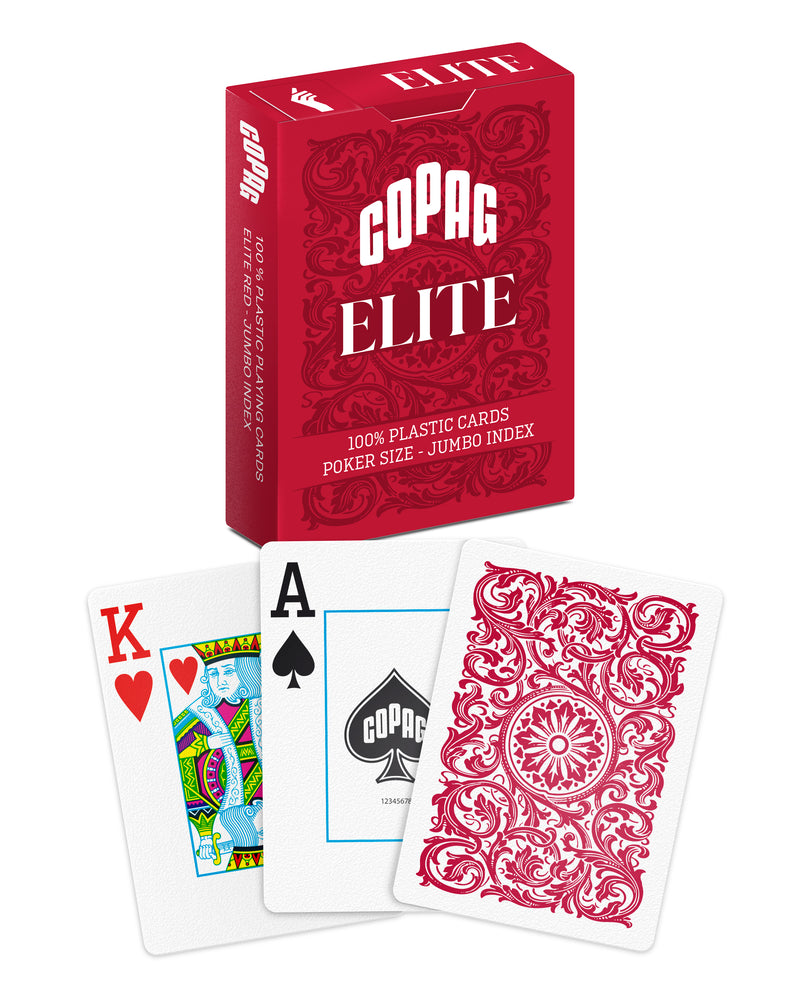 Copag Elite 100% Plastic Playing Cards - Standard Size (Poker) Jumbo Index Red Single Deck