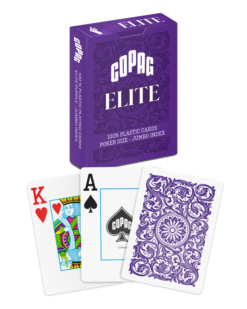 Copag Elite 100% Plastic Playing Cards - Poker Size Jumbo Index Purple Single Deck