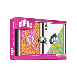 Copag 1546 Neoteric 100% Plastic Playing Cards - Bridge Size Regular Index Pink/Yellow Double Deck Set