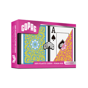 Copag 1546 Neoteric 100% Plastic Playing Cards - Poker Size Jumbo Index Pink/Yellow Double Deck Set