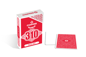 Copag 310 SLIMLINE Face-Off Red Poker Size Regular Index True Linen B9 Finish Single Deck