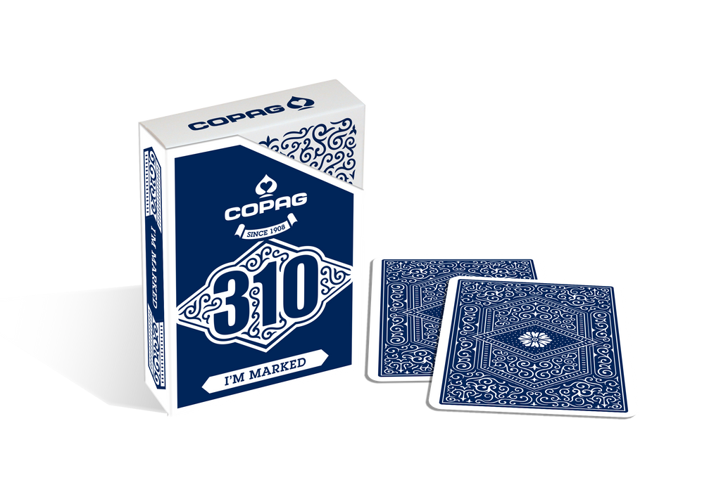 Copag 310 SLIMLINE I'm Marked Blue Poker Size Regular Index True Linen B9 Finish Single Deck