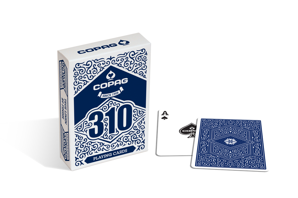 Copag 310 SLIMLINE Blue Poker Size Regular Index True Linen B9 Finish Single Deck
