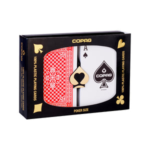 Copag Pinochle 100% Plastic Playing Cards - Poker Size Regular Index Blue/Red Double Deck Set